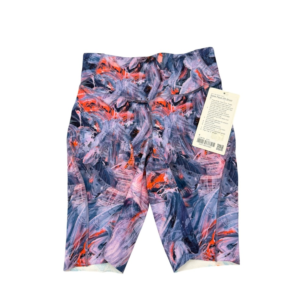 Lululemon Base Pace HR Short 8 Nulux Abstract Print Purple Orange LW7BTPS Size 4
